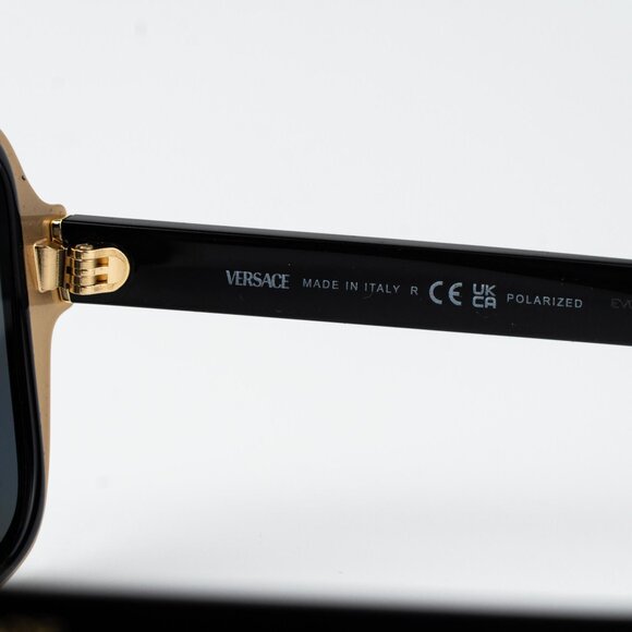 Versace Men Sunglasses Black Grey Polarized Aviator VE2199 100281 NEW AUTHENTIC - Picture 8 of 15